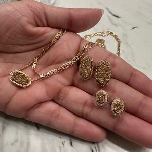 Kendra Scott Rose Gold Multi Strand Necklace and Stud Earrings Set